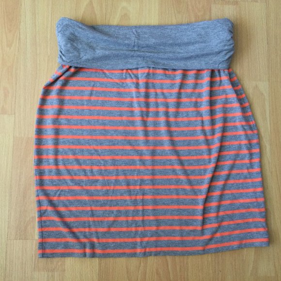 Gap Stretchy Mini Skirt 2013 Neon Orange and grey Large - Picture 1 of 8